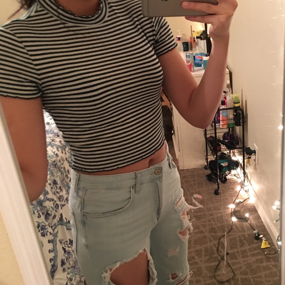 Striped crop tee